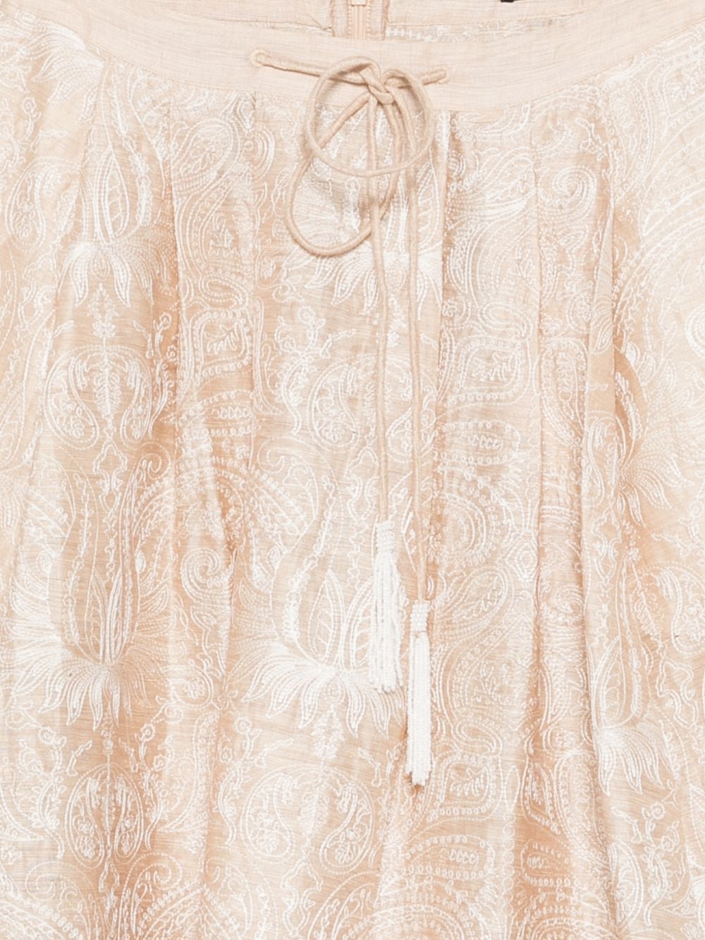 SEVENTY Gonna midi in lino e seta beige con stampa 
