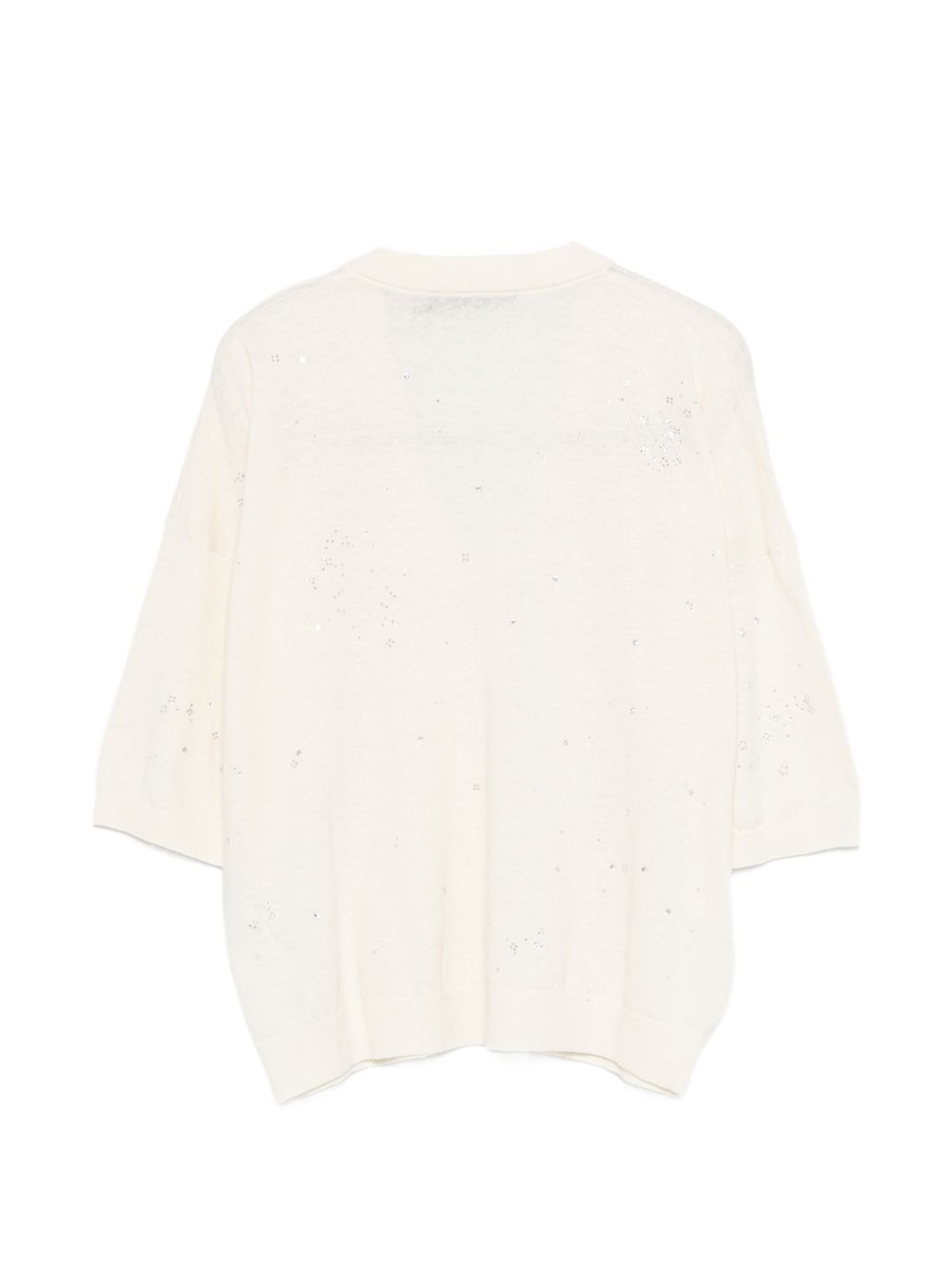 SEVENTY Maglia bianca con scollo a V e strass 