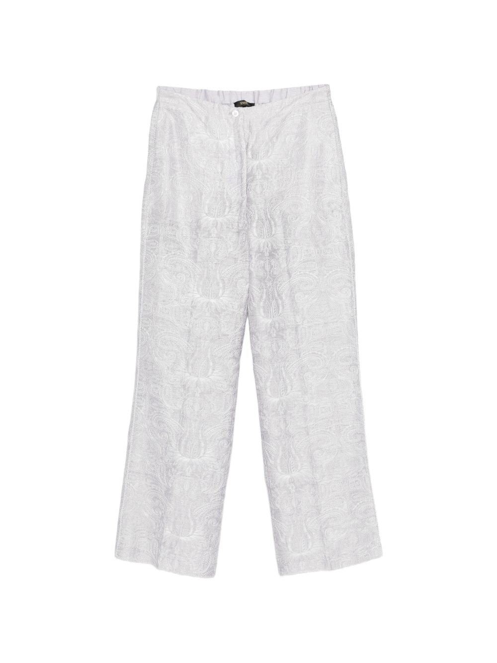 SEVENTY Pantaloni in lino e seta celeste con stampa 