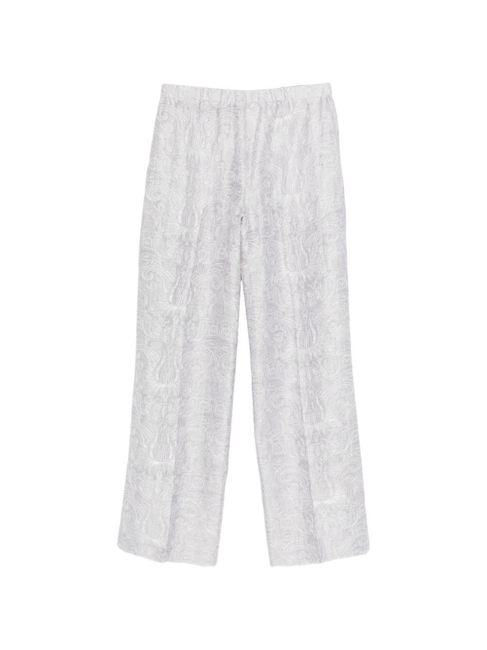 SEVENTY Pantaloni in lino e seta celeste con stampa 