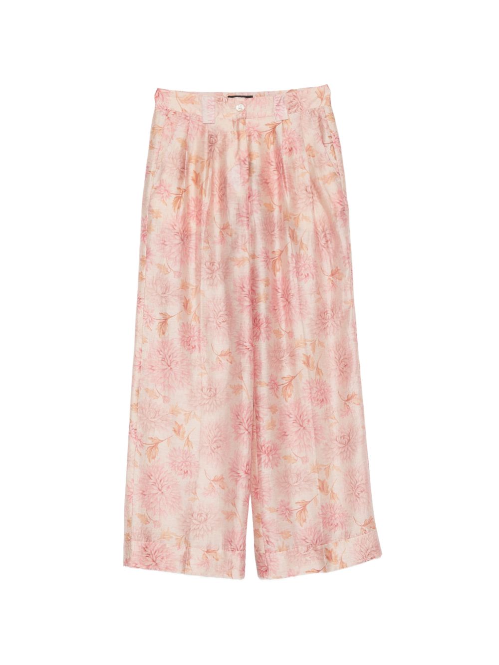SEVENTY Pantaloni morbidi rosa con stampa floreale 