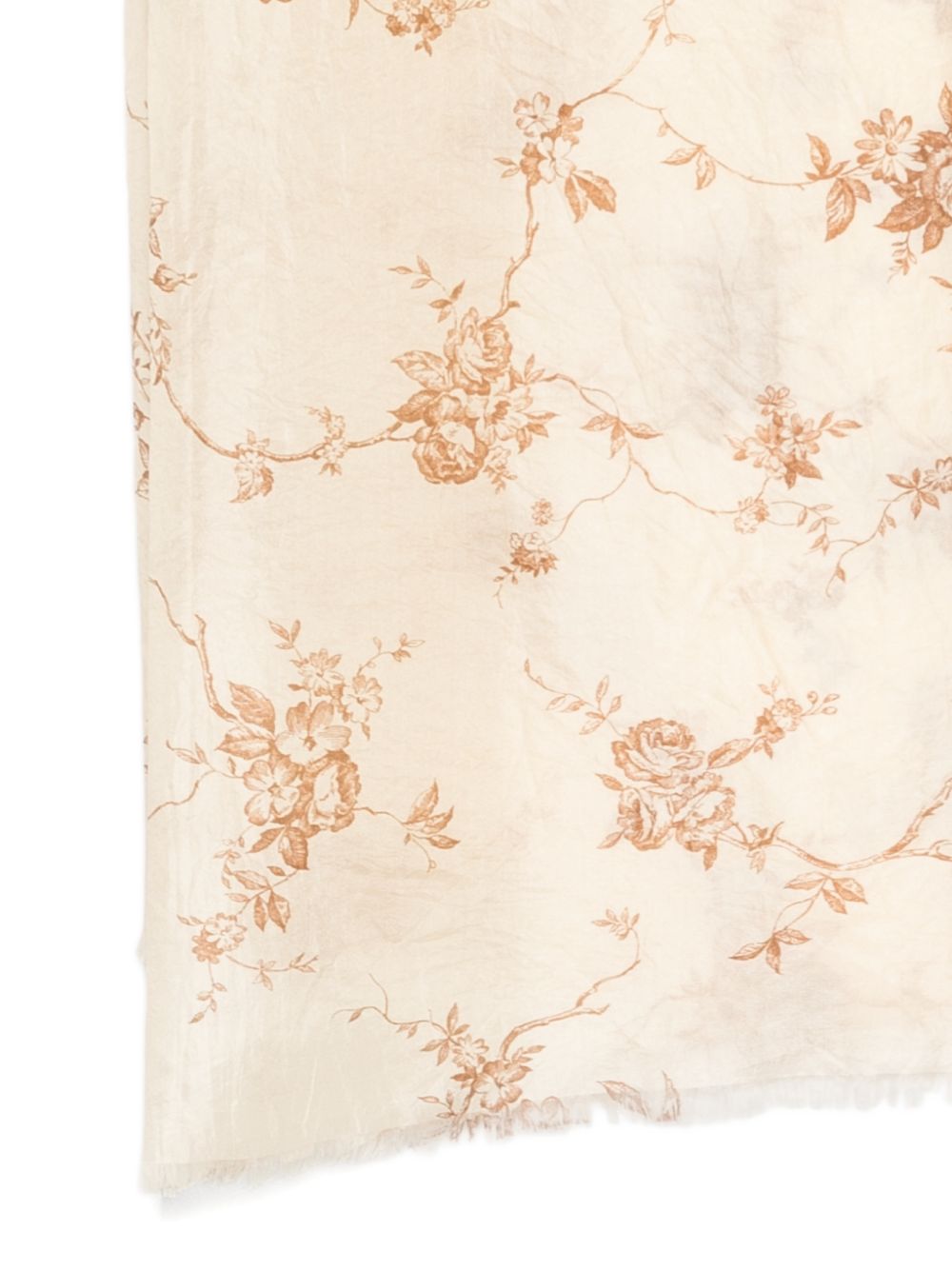 SEVENTY Foulard in seta beige con stampa floreale 