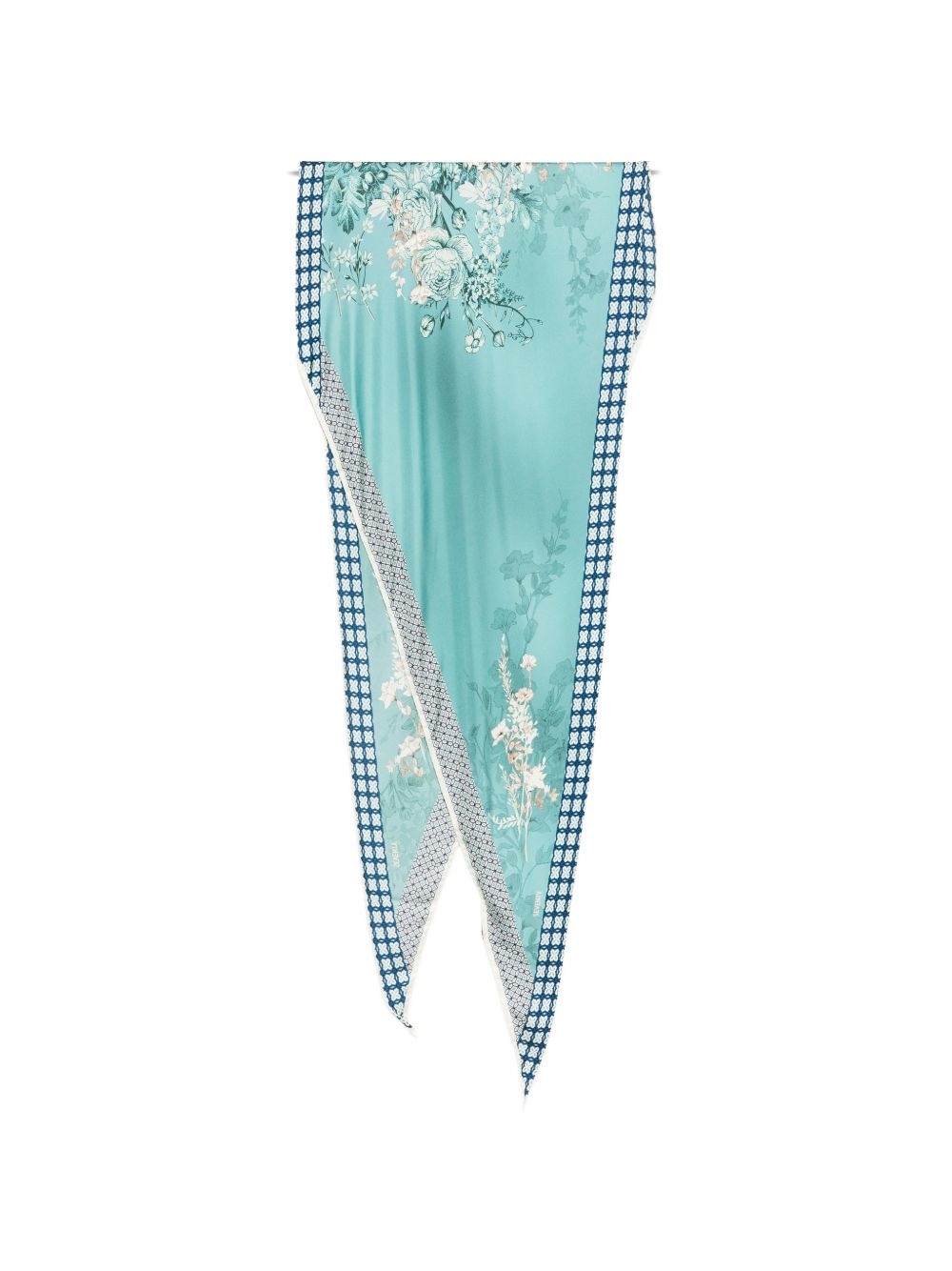SEVENTY Foulard in seta verde con stampa floreale 
