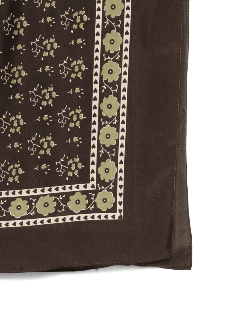 SOEUR Foulard in seta marrone con stampa fiori 