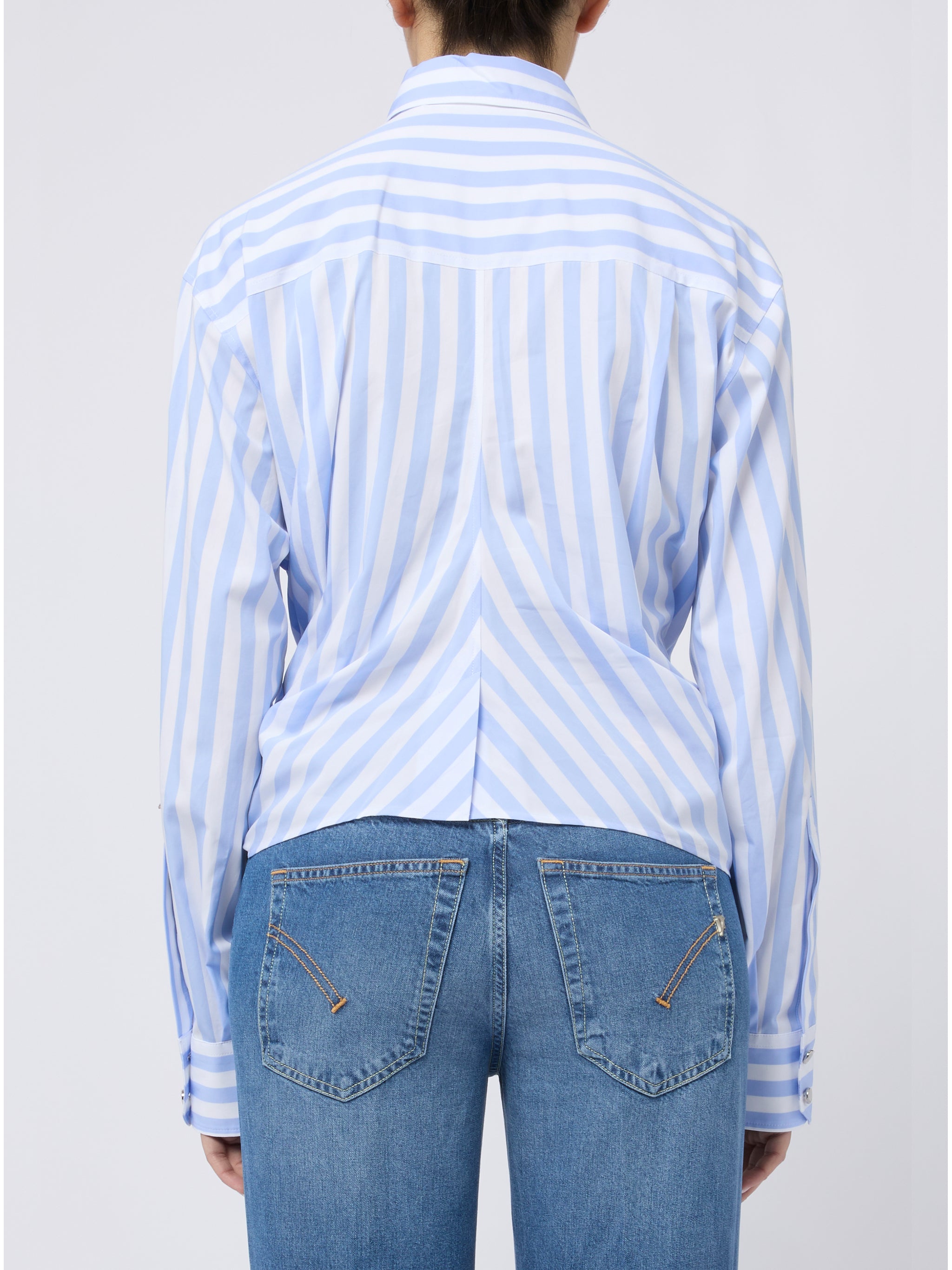 SPORTMAX Camicia a righe con dettaglio circolare in vita 