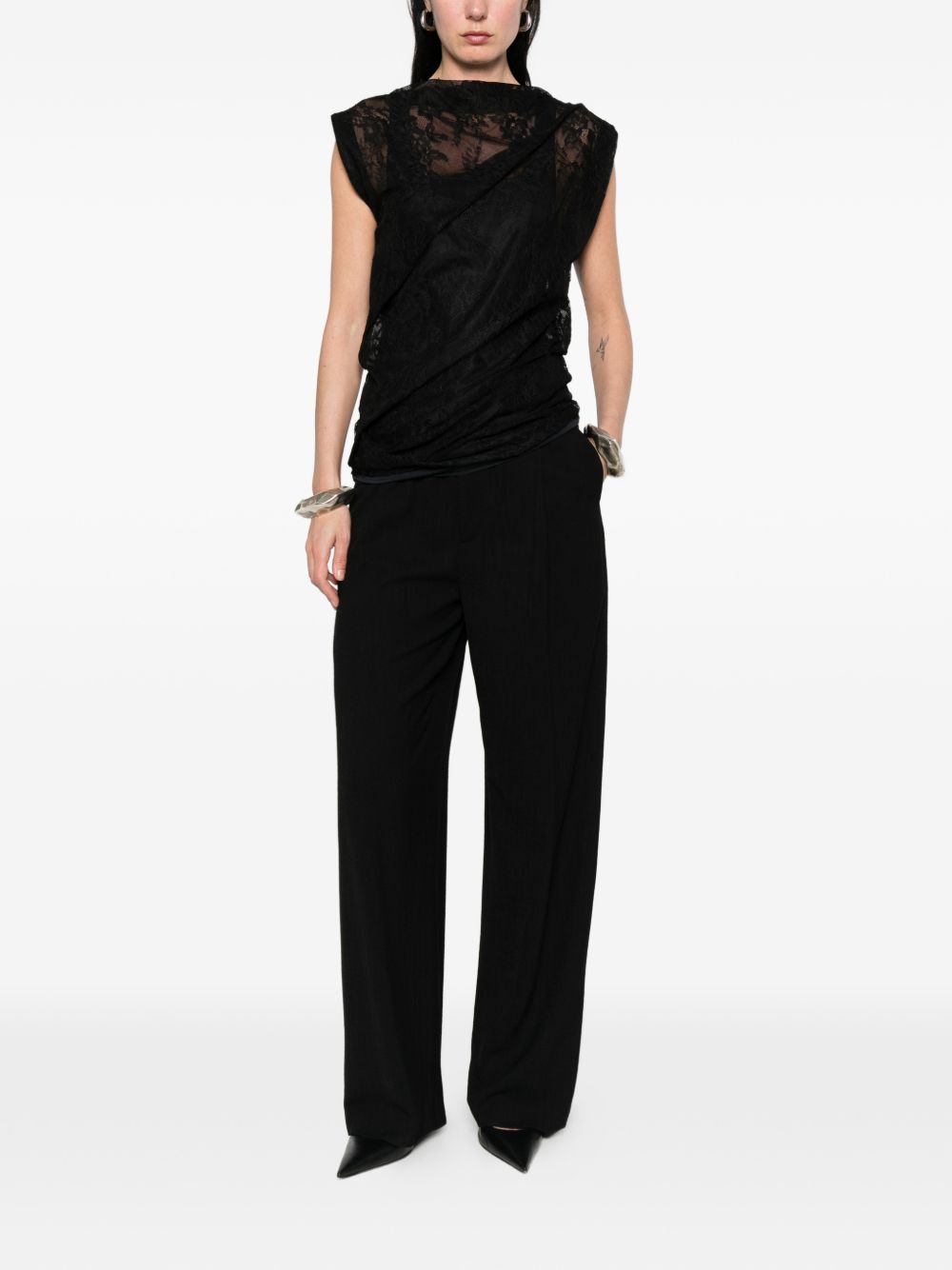 SPORTMAX Top Cupola con pizzo nero 