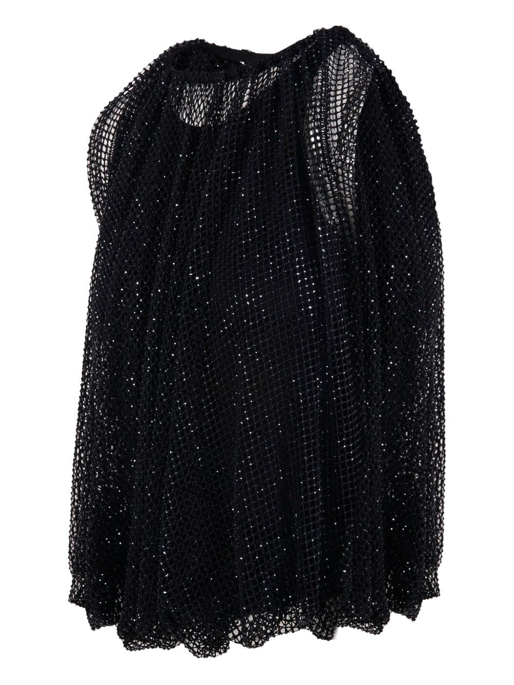 SPORTMAX Top nero con retina impreziosita da perline 