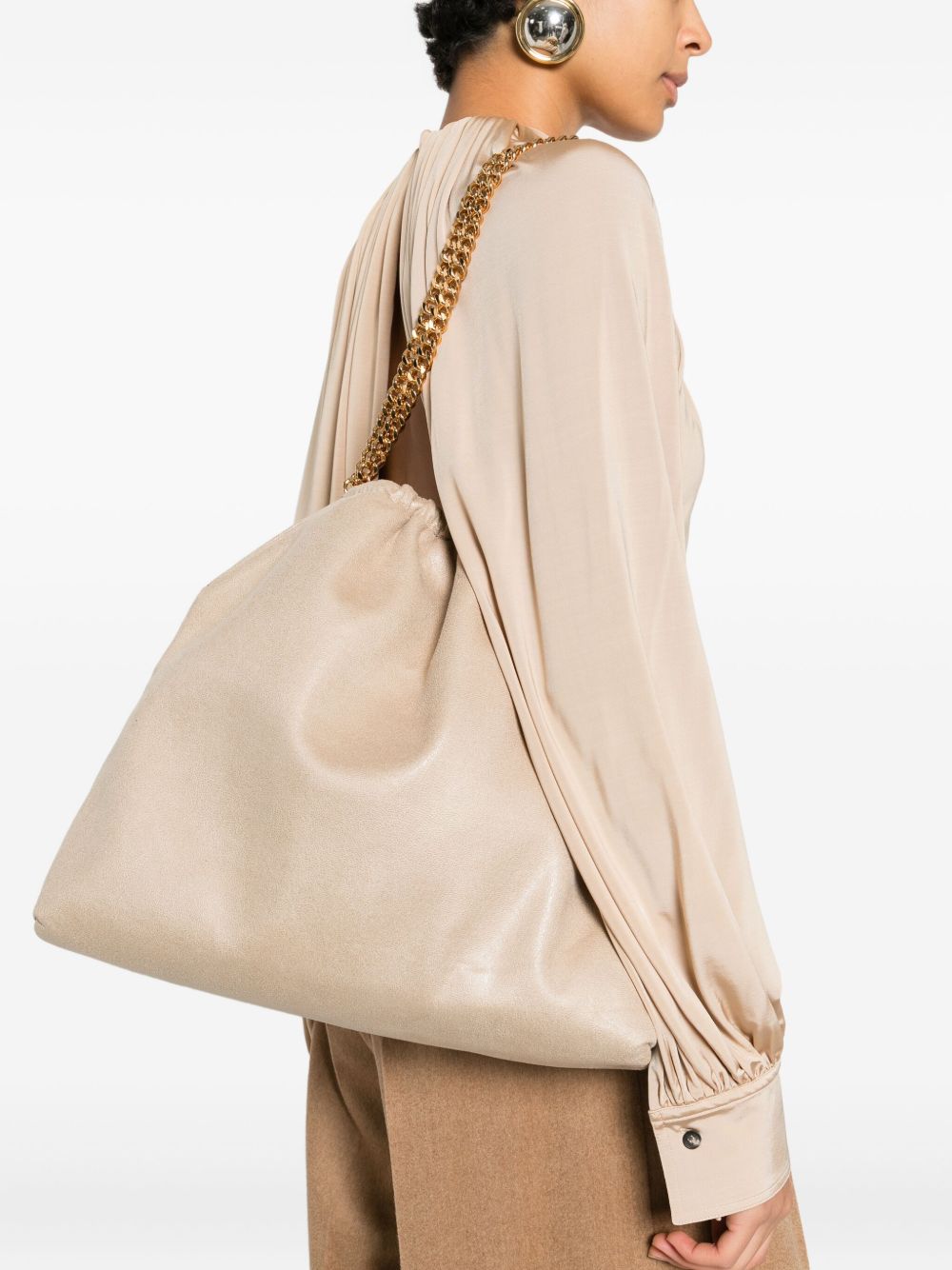 STELLA MCCARTNEY Borsa a spalla Falabella Drawstring beige 
