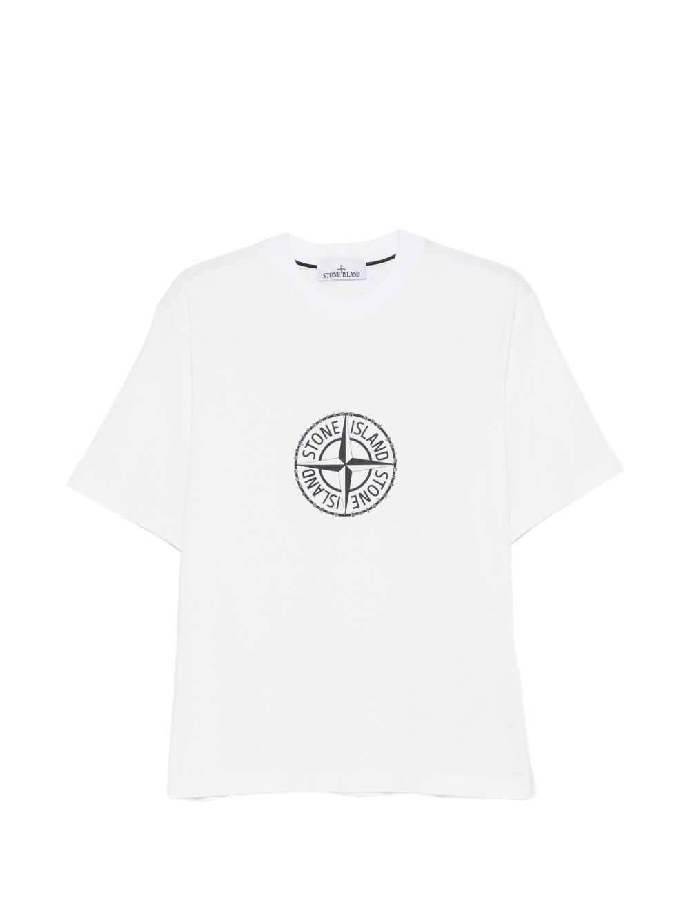 STONE ISLAND T-shirt in cotone bianca con bussola nera 