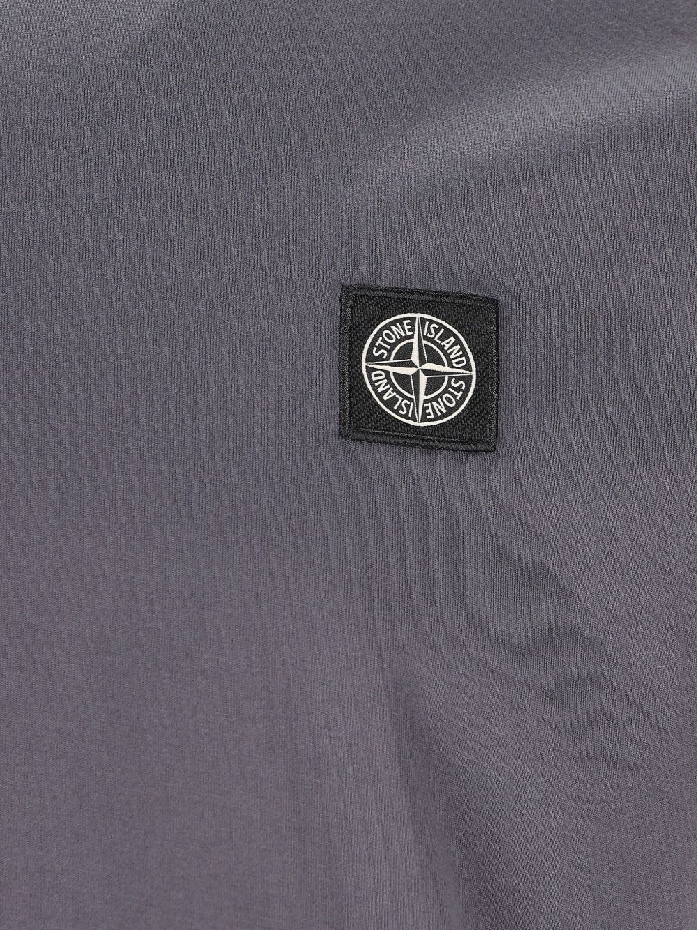 STONE ISLAND T-shirt in cotone grigio con logo 