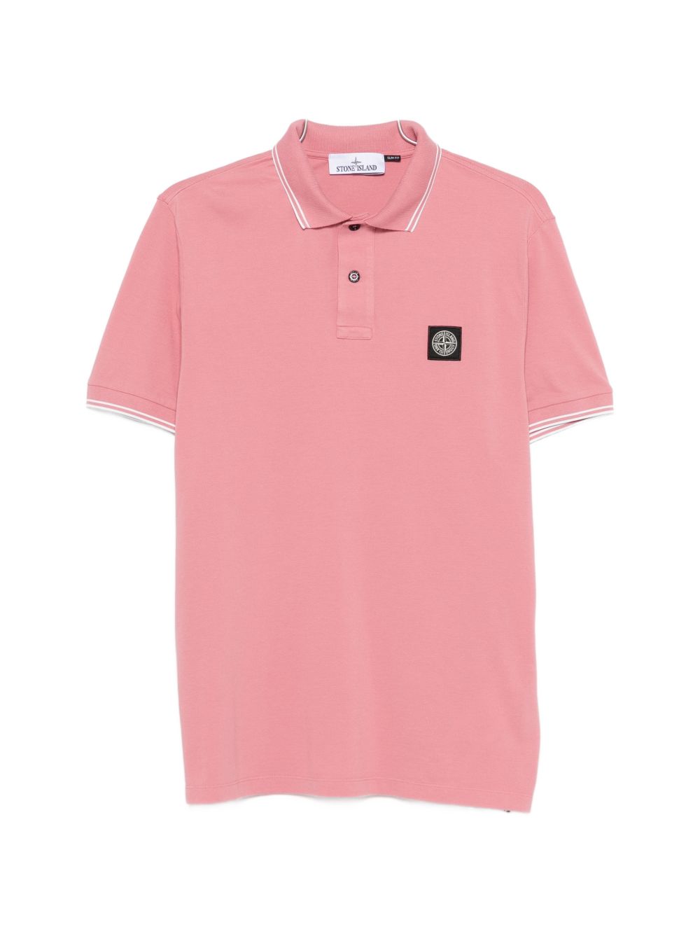 STONE ISLAND Polo rosa con applicazione logo 