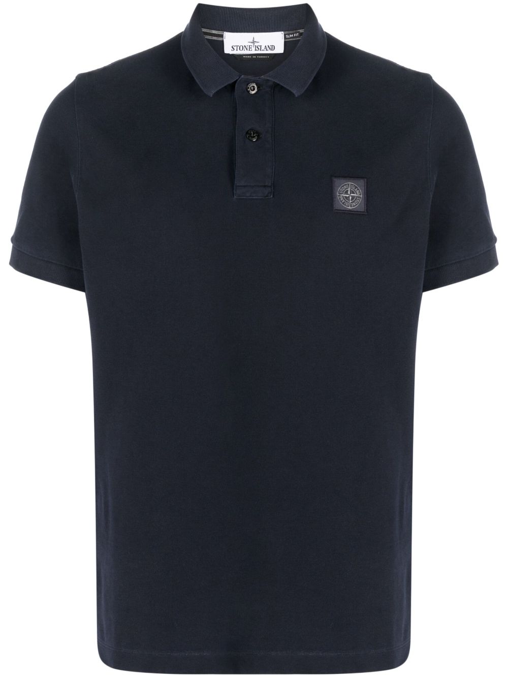 STONE ISLAND Polo in cotone blu con logo 