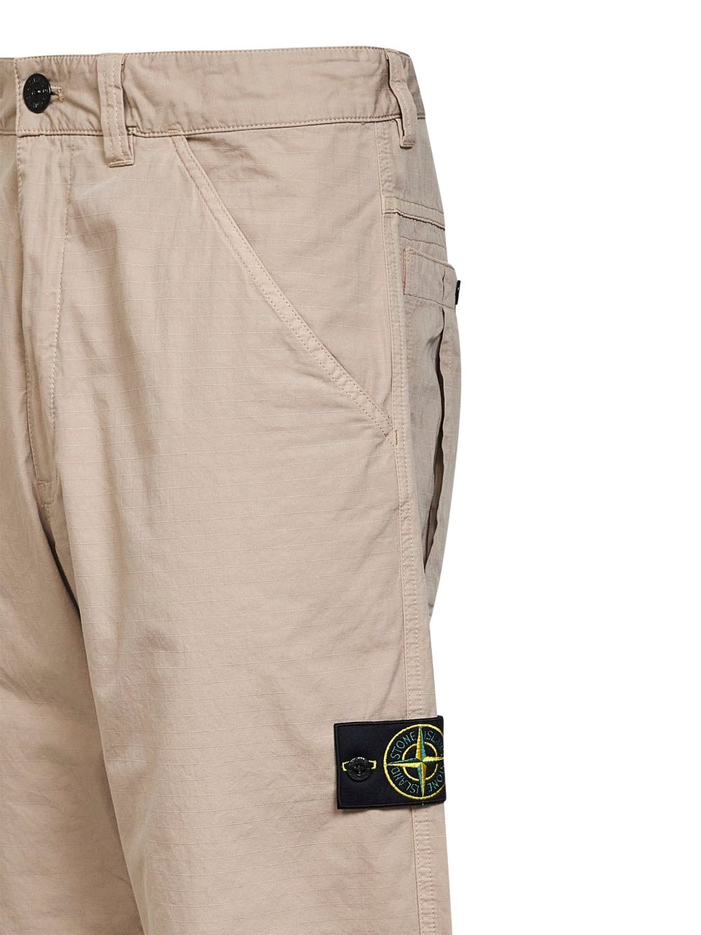 STONE ISLAND Pantaloni in cotone beige con patch logo 