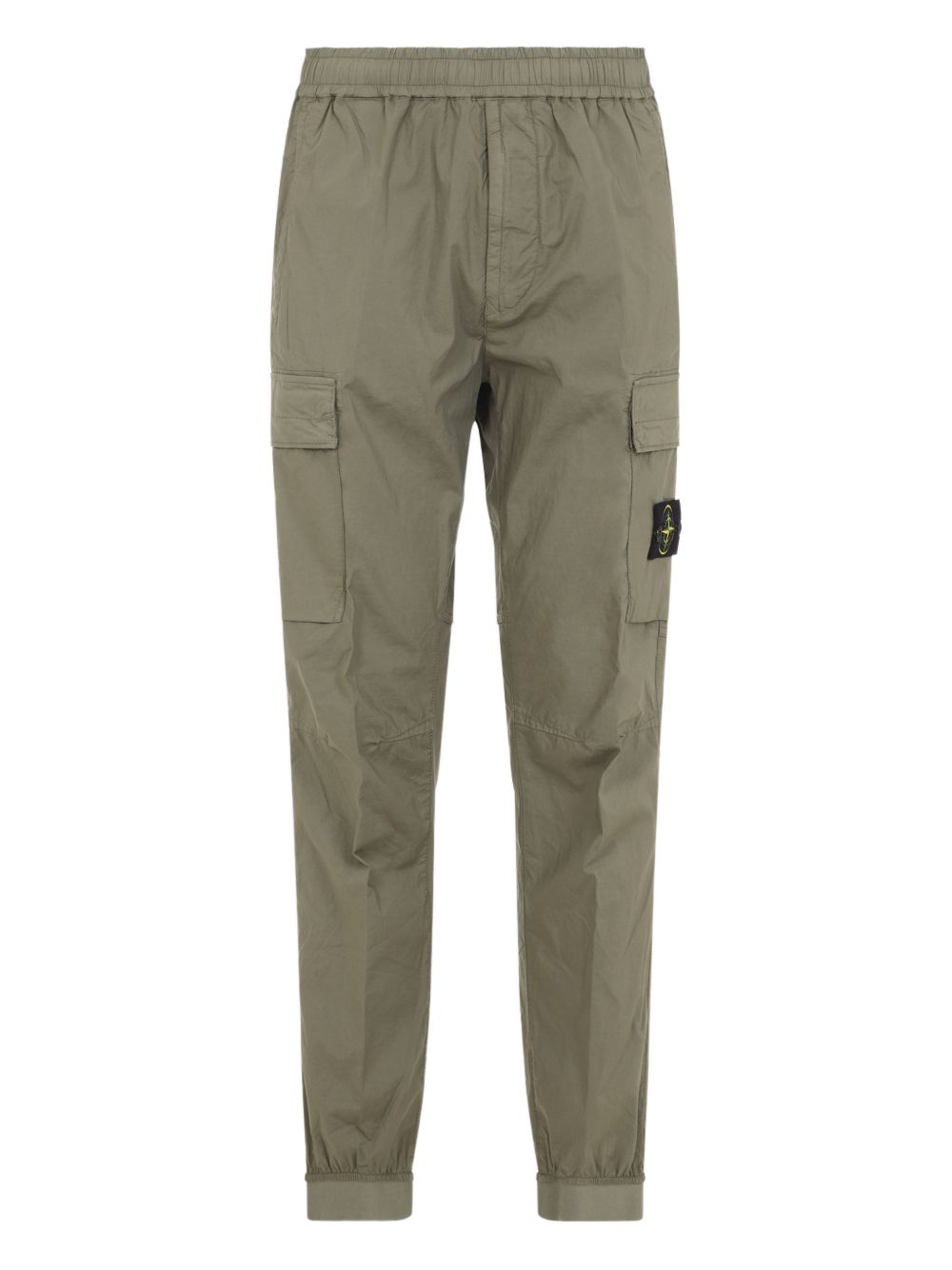 STONE ISLAND Pantaloni verdi con patch logo e tasche 