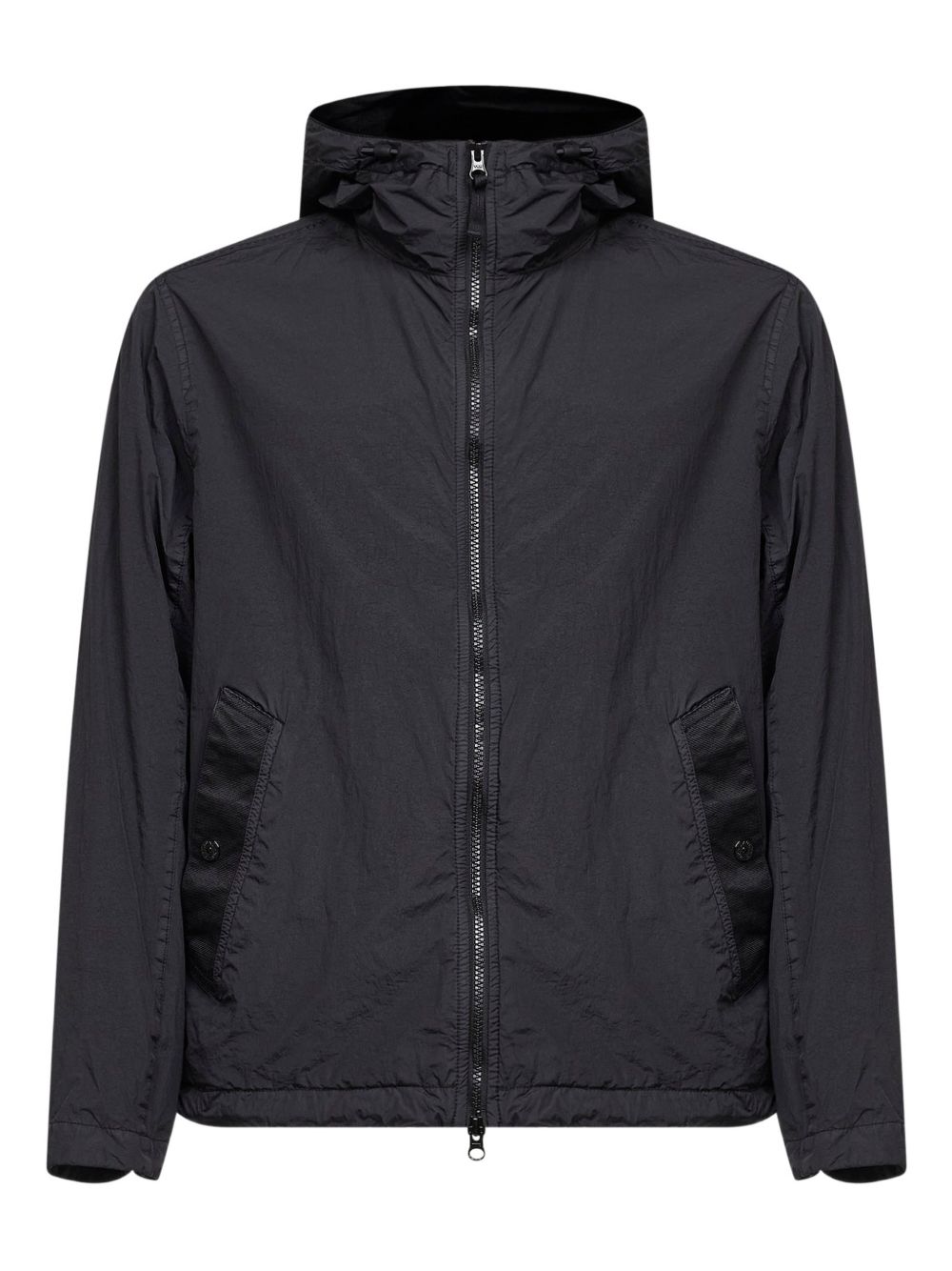 STONE ISLAND Giacca blu con tasche e patch logo 