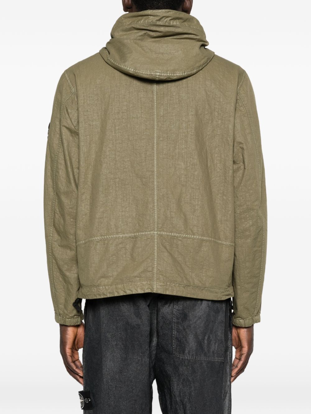 STONE ISLAND Giacca con cappuccio verde militare con zip 