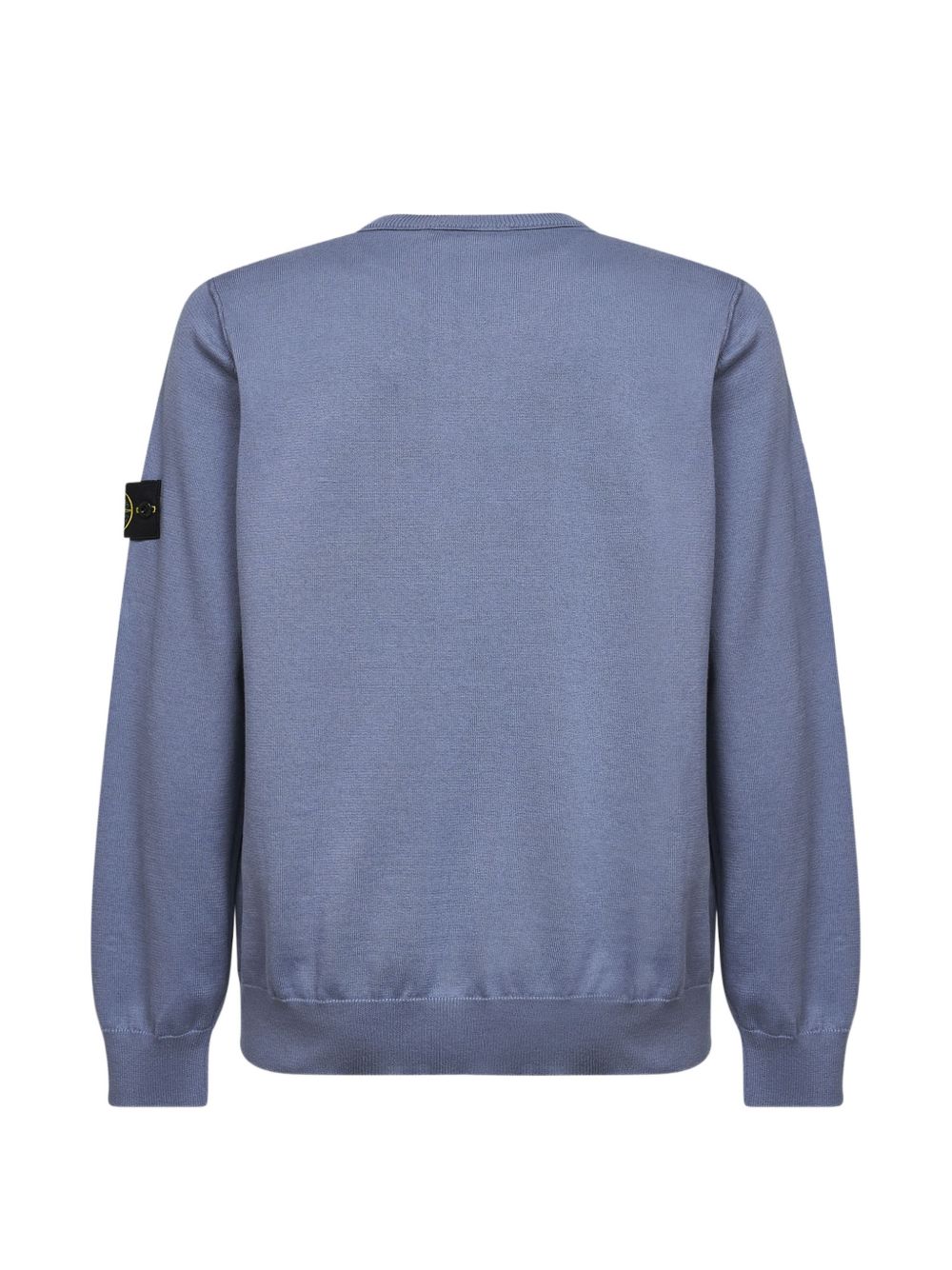 STONE ISLAND Maglia girocollo in cotone azzurro con patch logo 