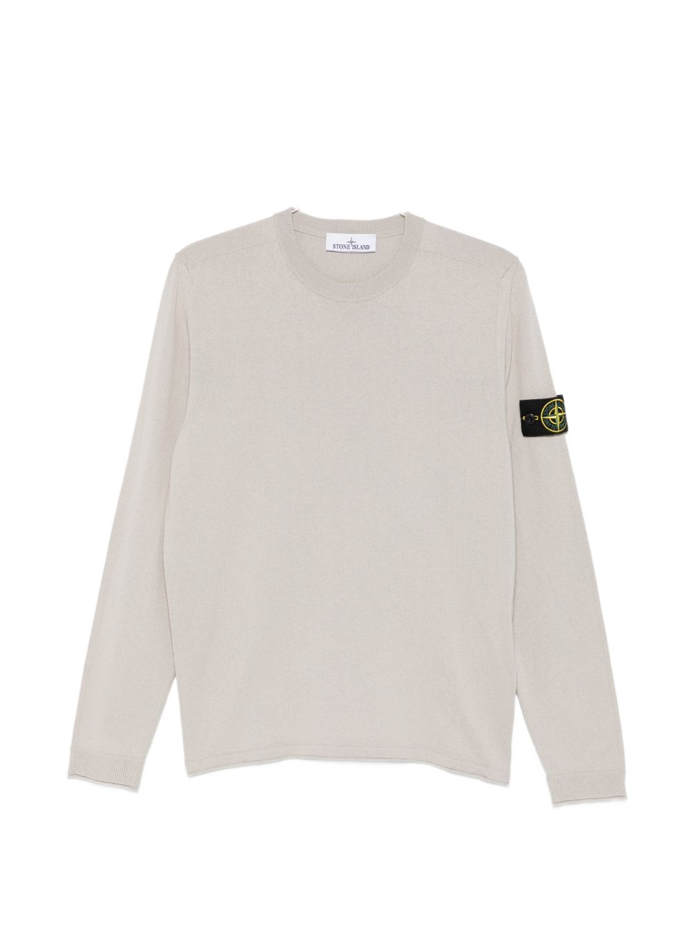 STONE ISLAND Maglia in cotone grigio girocollo con patch logo 