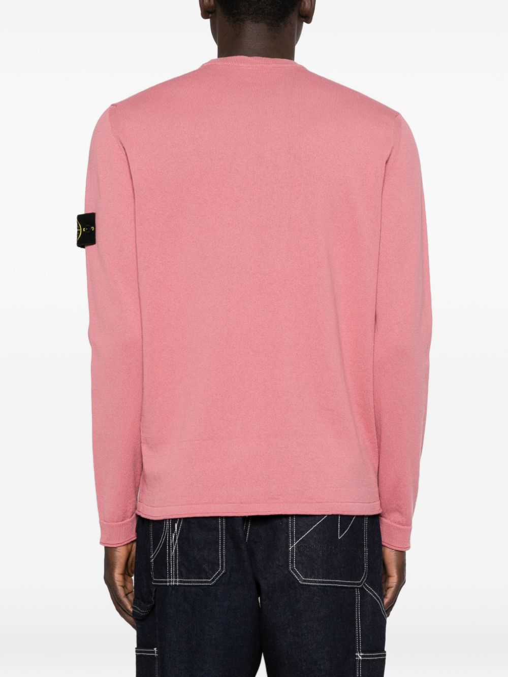 STONE ISLAND Maglione girocollo rosa con applicazione Compass removibile 