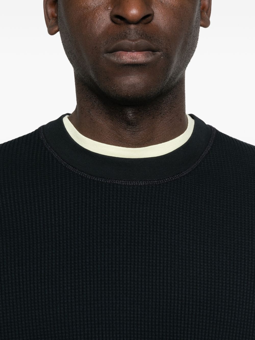 STONE ISLAND Felpa blu notte con applicazione logo 