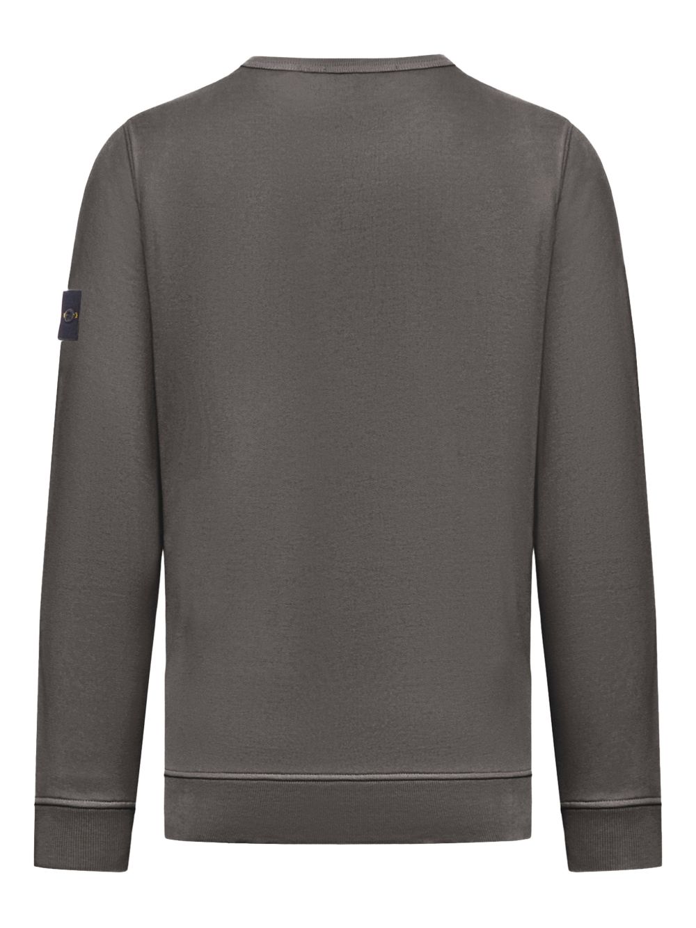 STONE ISLAND Felpa in cotone grigio girocollo con patch logo 