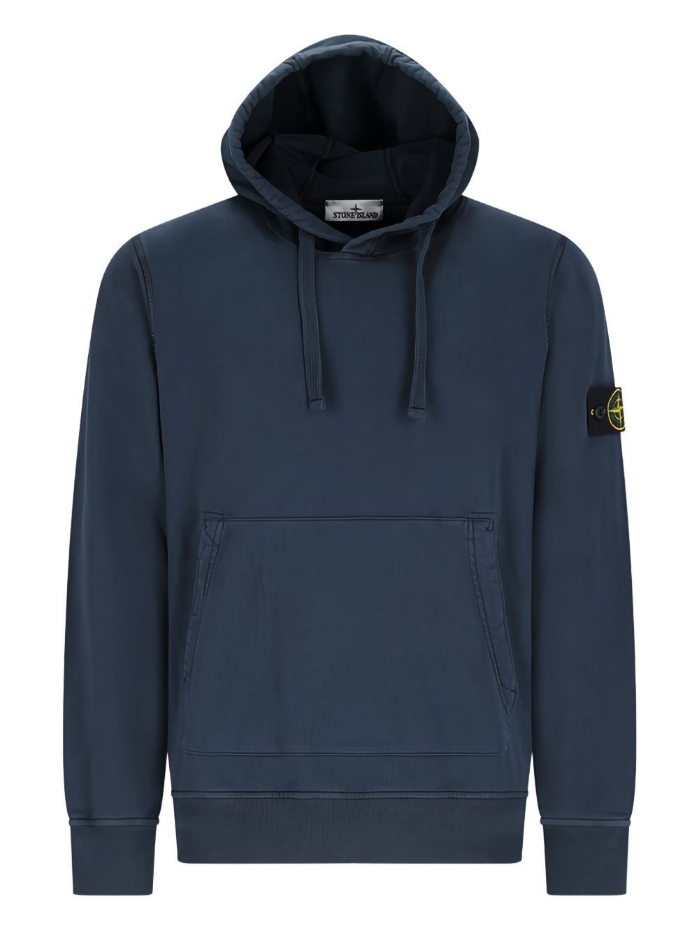 STONE ISLAND Felpa blu con cappuccio e tasca frontale 