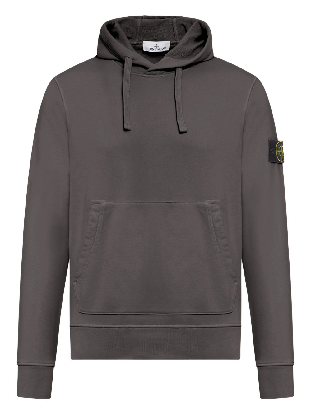 STONE ISLAND Felpa in cotone grigio con cappuccio 