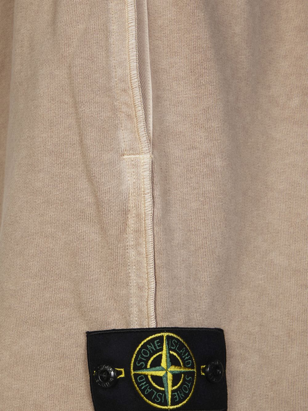 STONE ISLAND Shorts in cotone beige con patch logo 