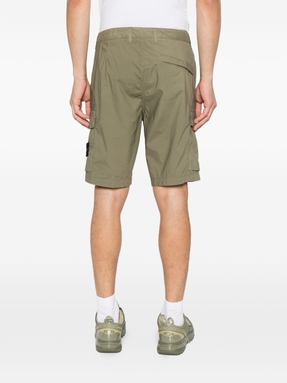 STONE ISLAND Shorts in cotone verde militare 