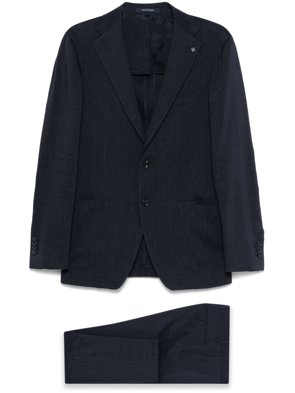 TAGLIATORE Completo blu in lino e lana con giacca e pantalone 