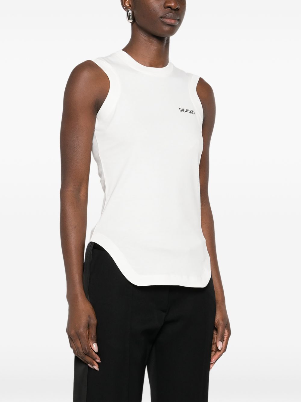 THE ATTICO T-shirt in cotone bianco con logo nero 