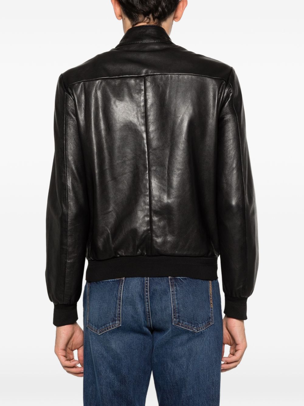 THE JACK AND JACKIE LEATHERS Giacca Elvis in pelle nera con zip 