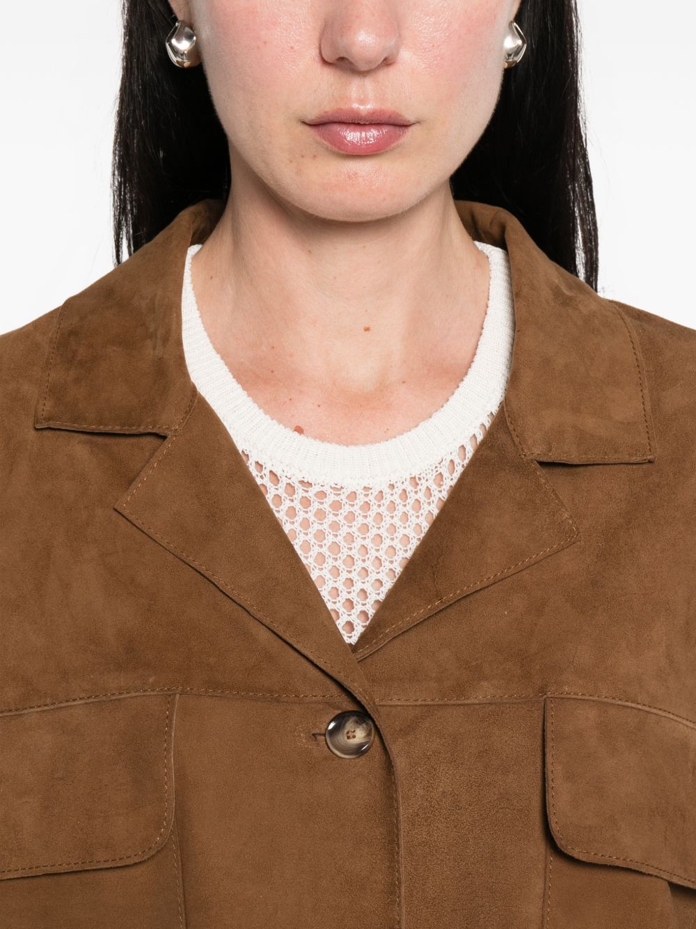 THE JACK AND JACKIE LEATHERS Giacca in pelle scamosciata monopetto con tasche sul petto 