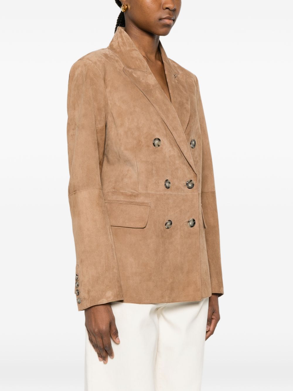 THE JACK AND JACKIE LEATHERS Blazer doppiopetto in pelle scamosciata 