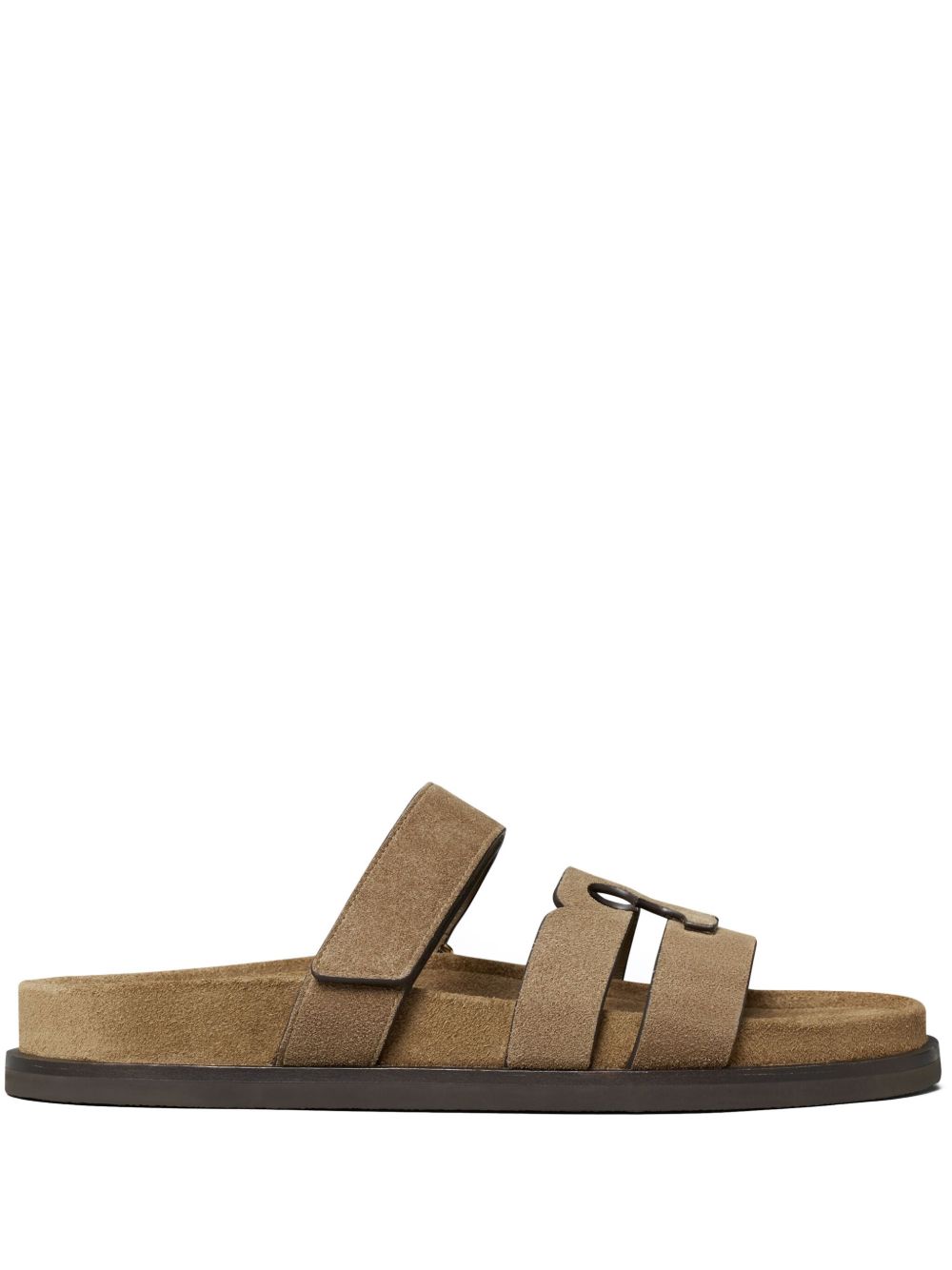 TORY BURCH Sandali 'Ines' con logo in suede marrone 