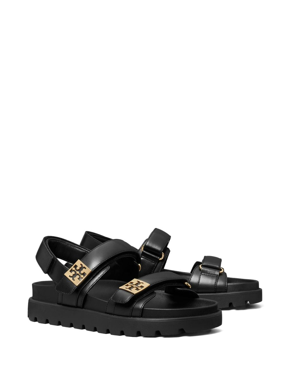 TORY BURCH Sandali in pelle nera con dettagli dorati 