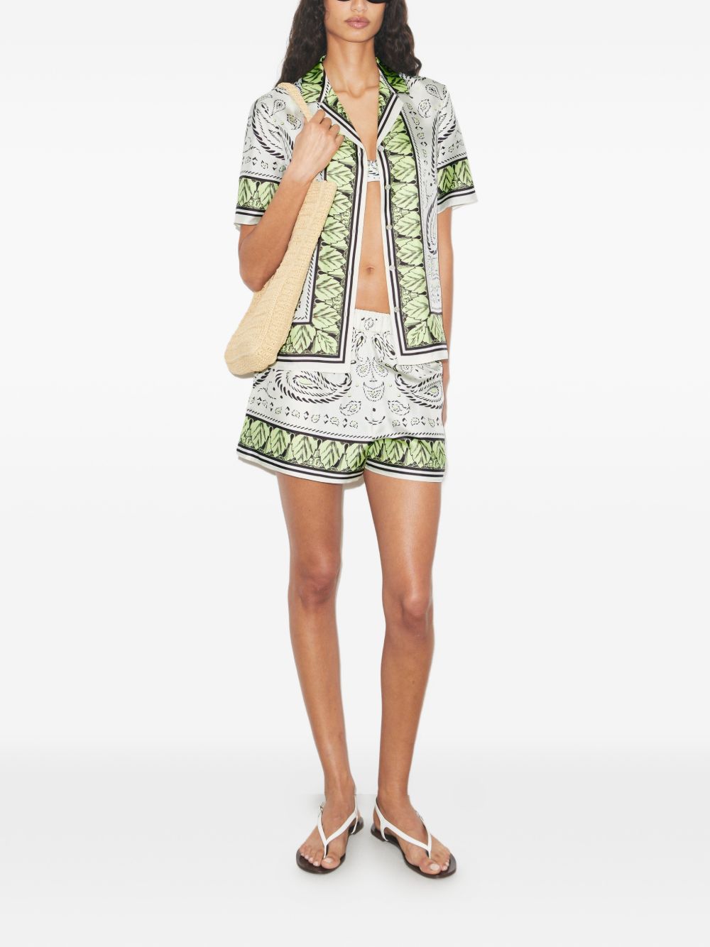 TORY BURCH Camicia camp in seta con stampa 