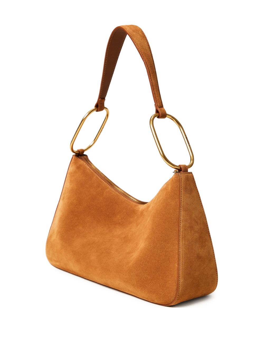 TWINSET Borsa in suede cammello con anelli dorati 