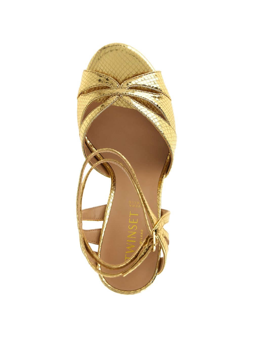 TWINSET Sandali con tacco dorati metallizzati 