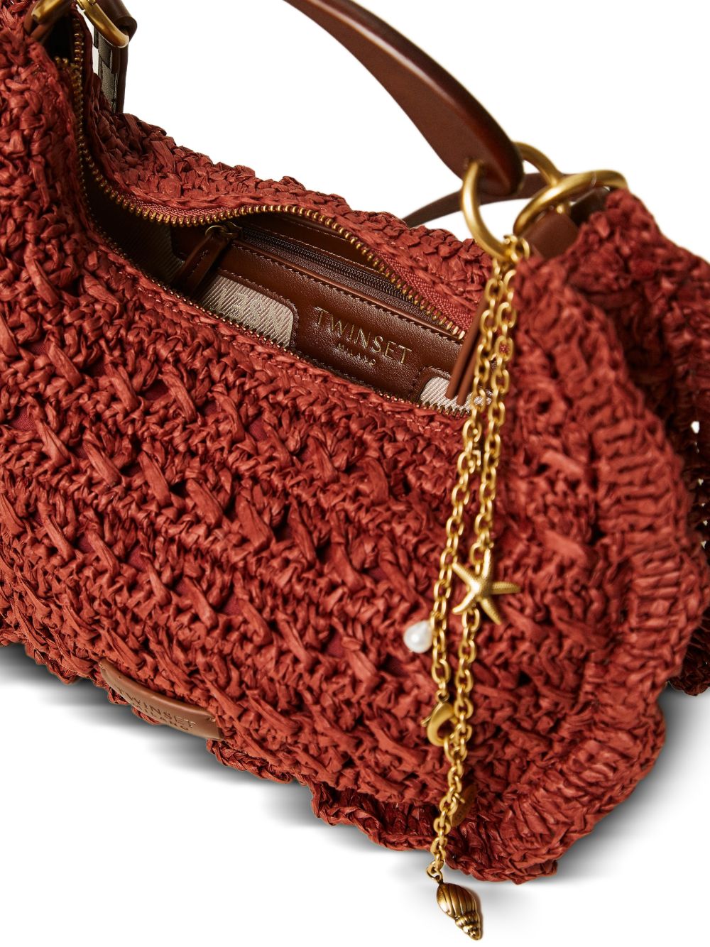 TWINSET Borsa in rafia color ruggine 