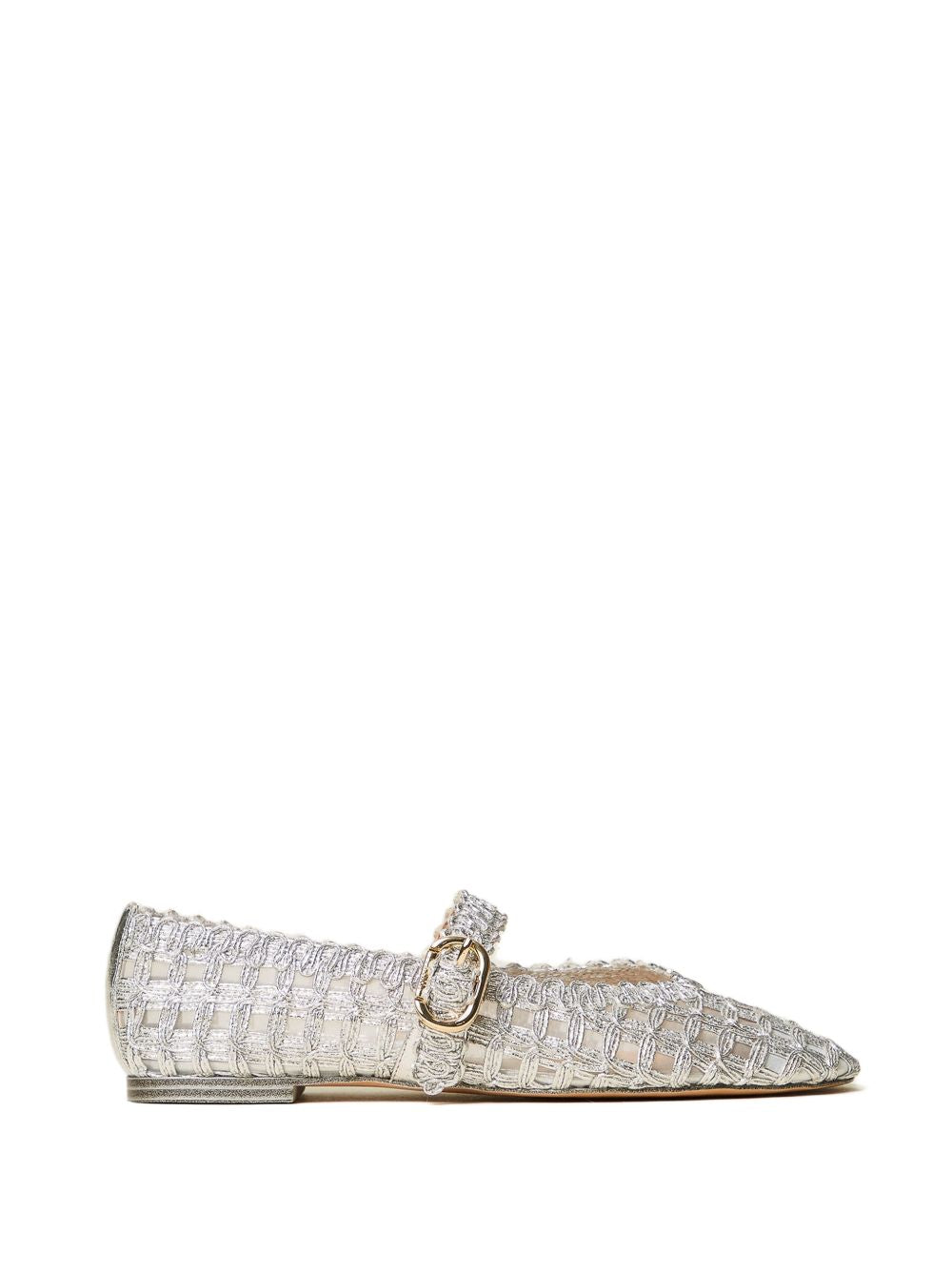 TWINSET Ballerine intrecciate con cinturino argento 
