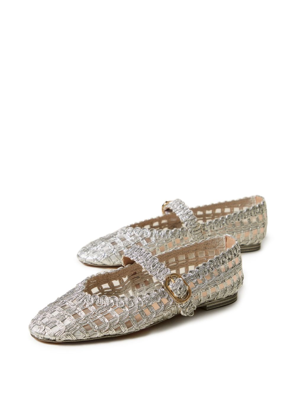 TWINSET Ballerine intrecciate con cinturino argento 