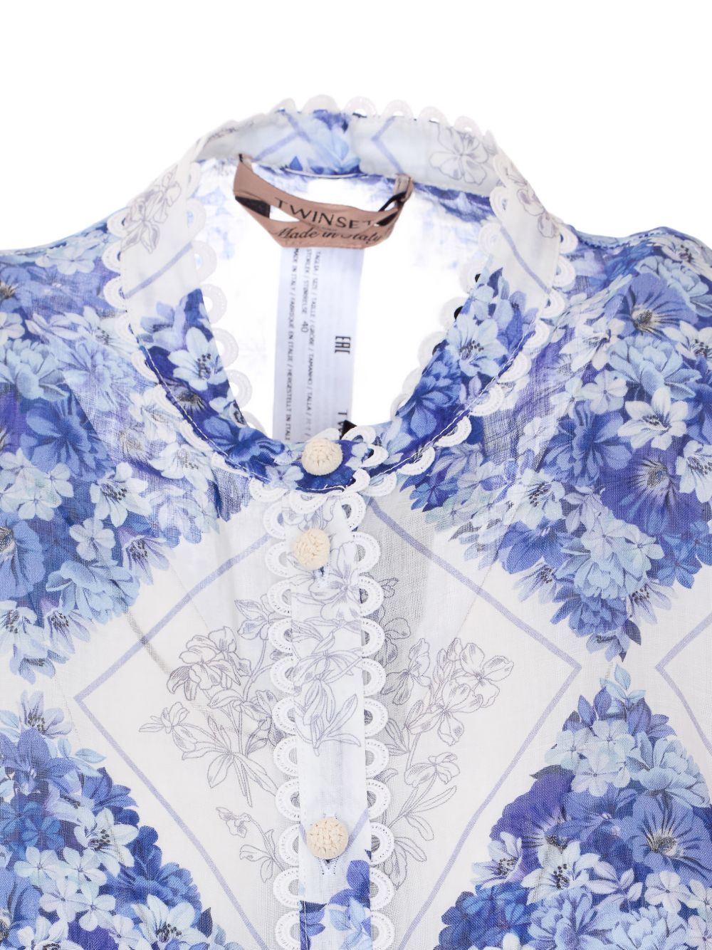 TWINSET Camicia stampa floreale con dettagli in pizzo 