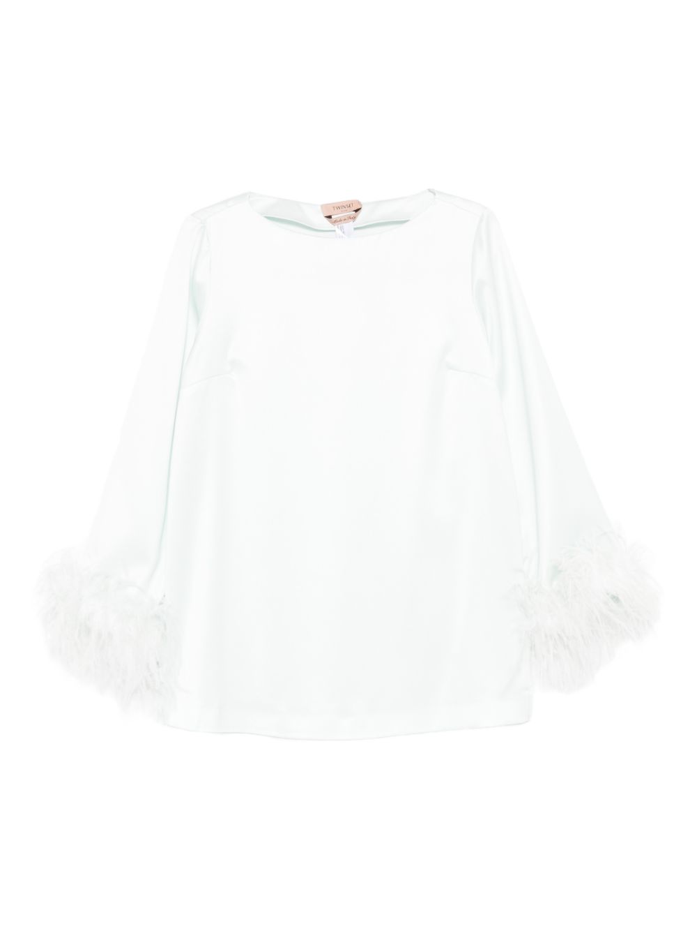 TWINSET Blusa con dettagli in piume verde acqua 