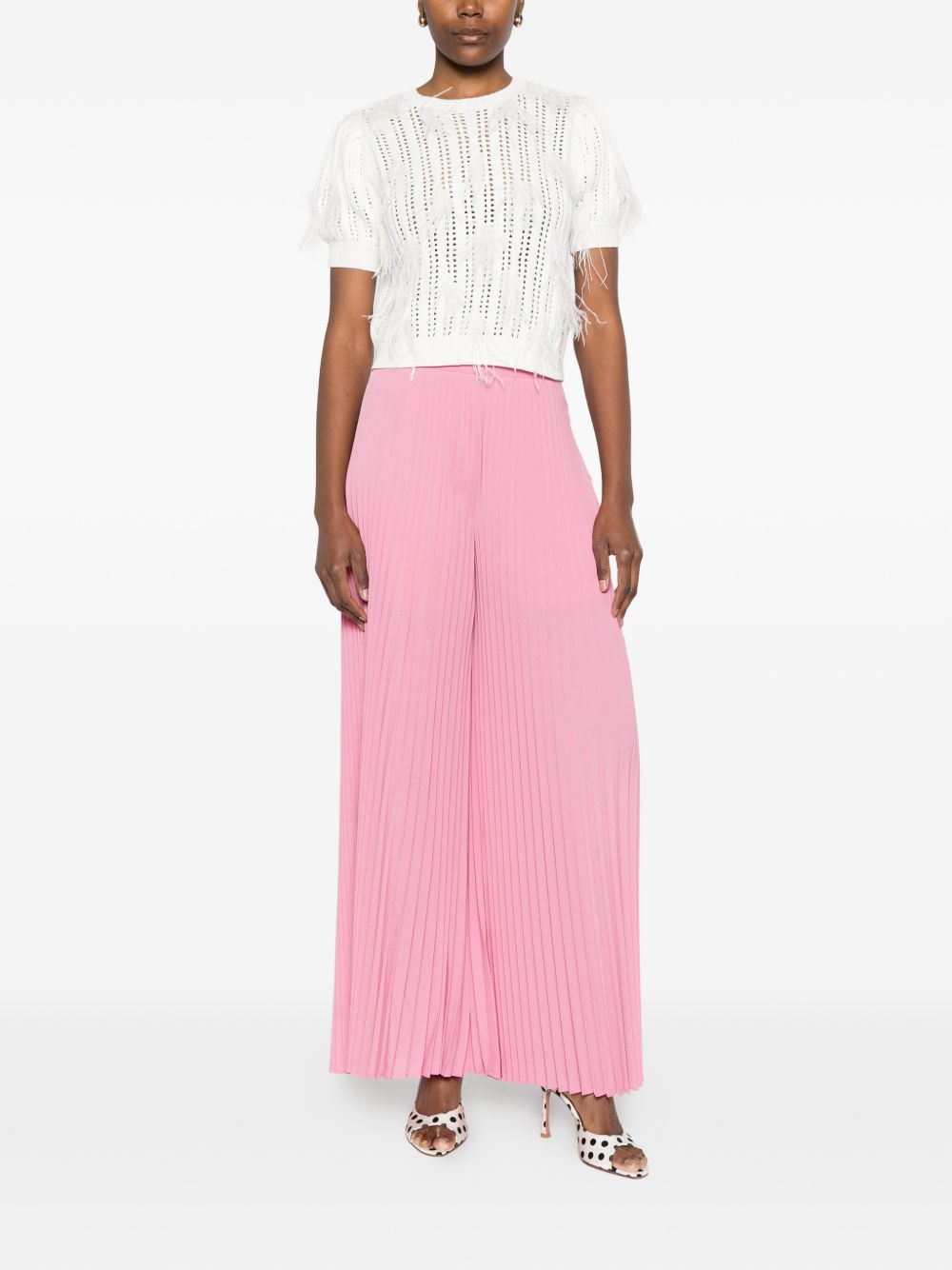 TWINSET Pantaloni plissettati a gamba larga rosa 