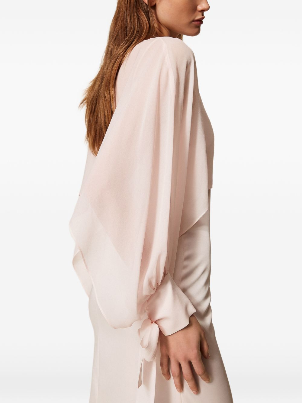 TWINSET Coprispalle cropped in georgette rosa cipria 