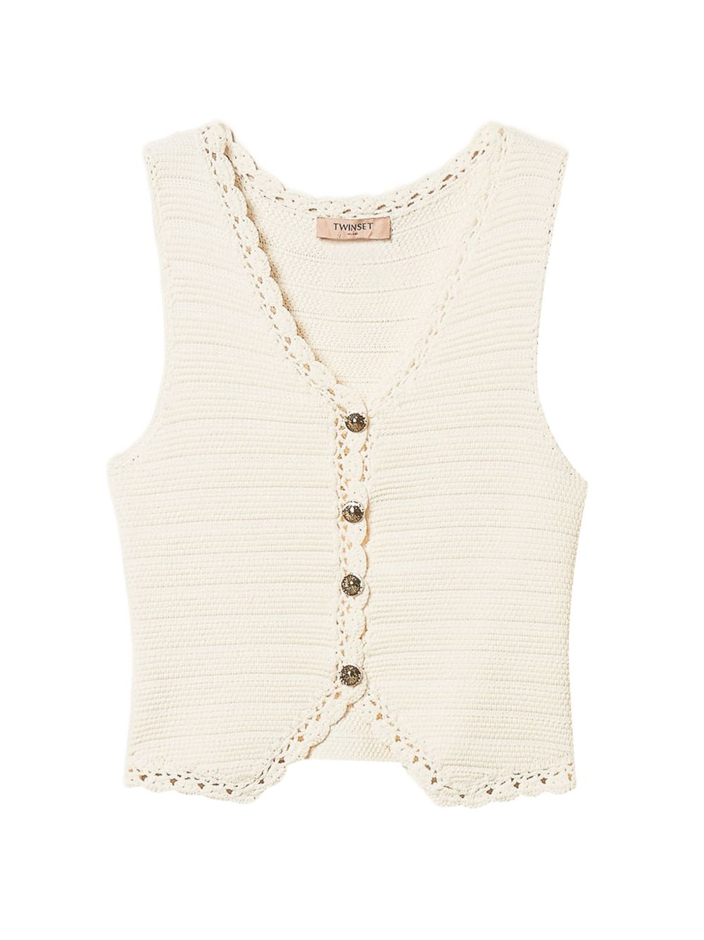TWINSET Gilet in maglia con bordi in crochet 