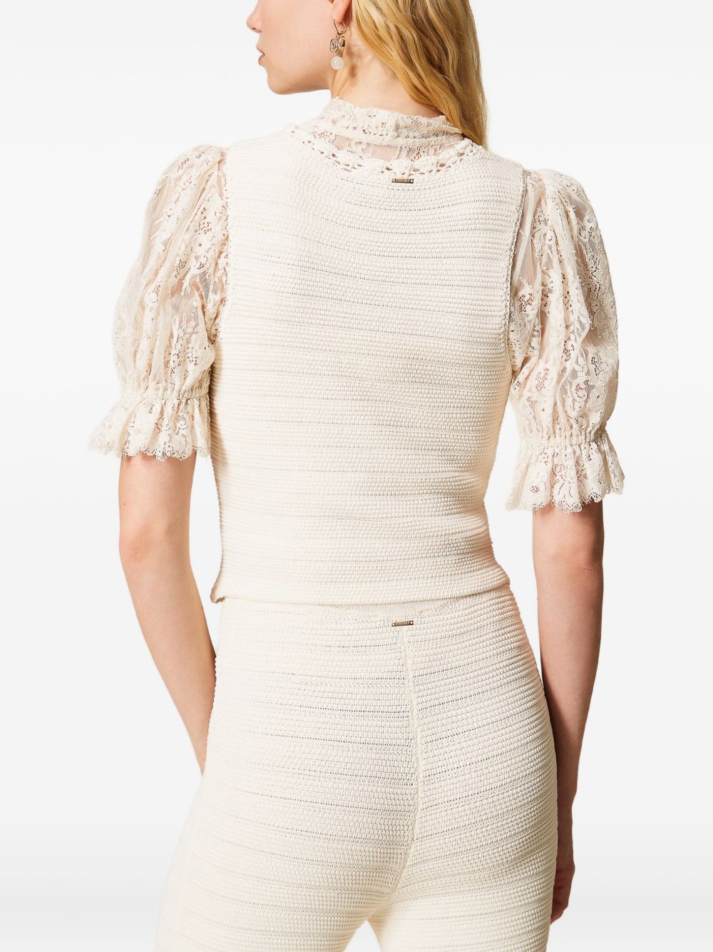 TWINSET Gilet in maglia con bordi in crochet 