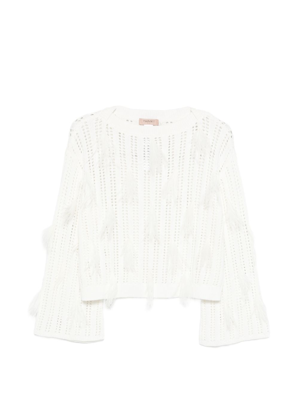 TWINSET Maglia traforata con dettagli in piume 