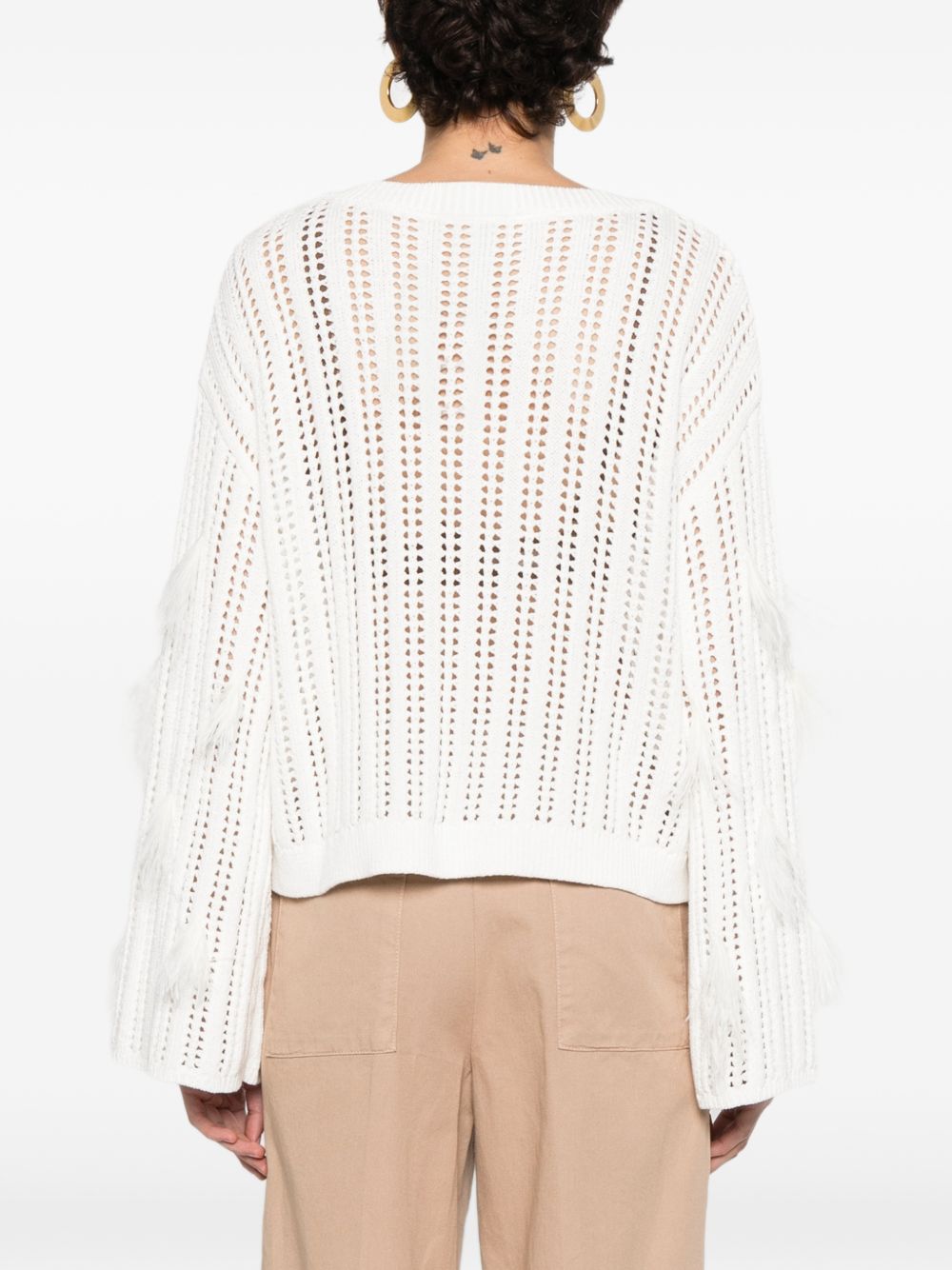 TWINSET Maglia traforata con dettagli in piume 